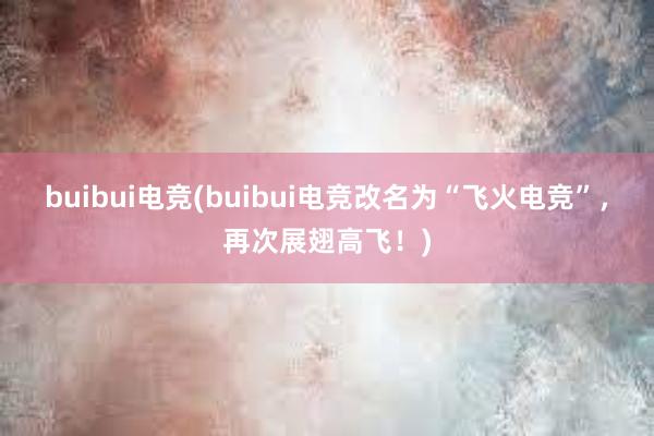 buibui电竞(buibui电竞改名为“飞火电竞”，再次展翅高飞！)